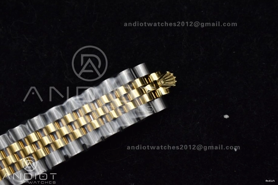 GSF DateJust Bracelet 278273 Soft President 561 on Ladies 316L Steel YG Black Dial Stick Markers 31 0731